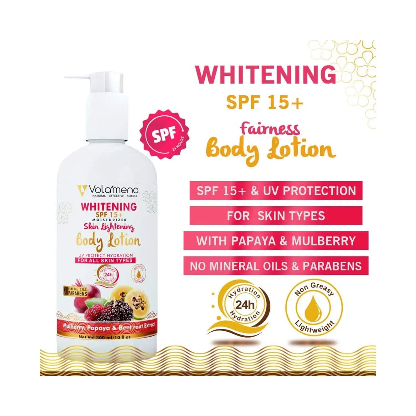 Volamena Whitening Moisturizer Skin Lightening Body Lotion With SPF 15++ (300ml)