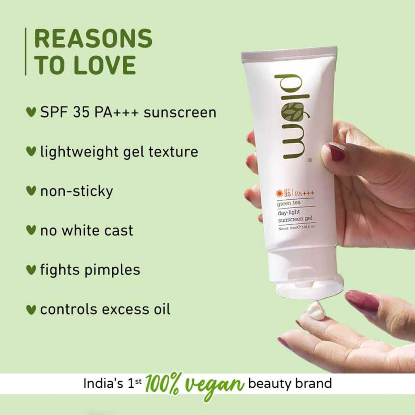 Plum Green Tea Day-Light Broad Spectrum Sunscreen Gel SPF 35 UVA/B - No White Cast, Non-Sticky (50g)