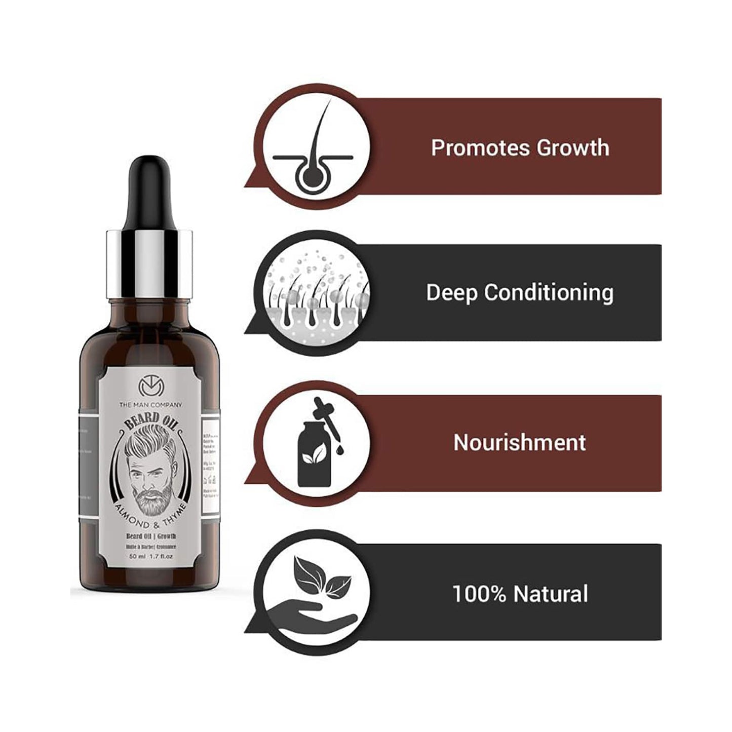 The Man Company Almond & Thyme Beard Growth Oil (30ml)