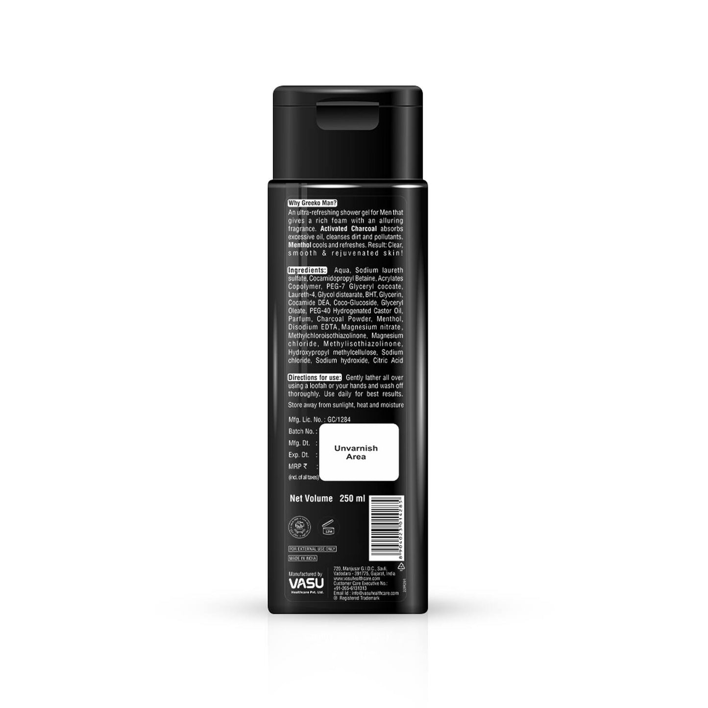 Greeko Man 3-In-1 Charcoal Shower Gel (250ml)