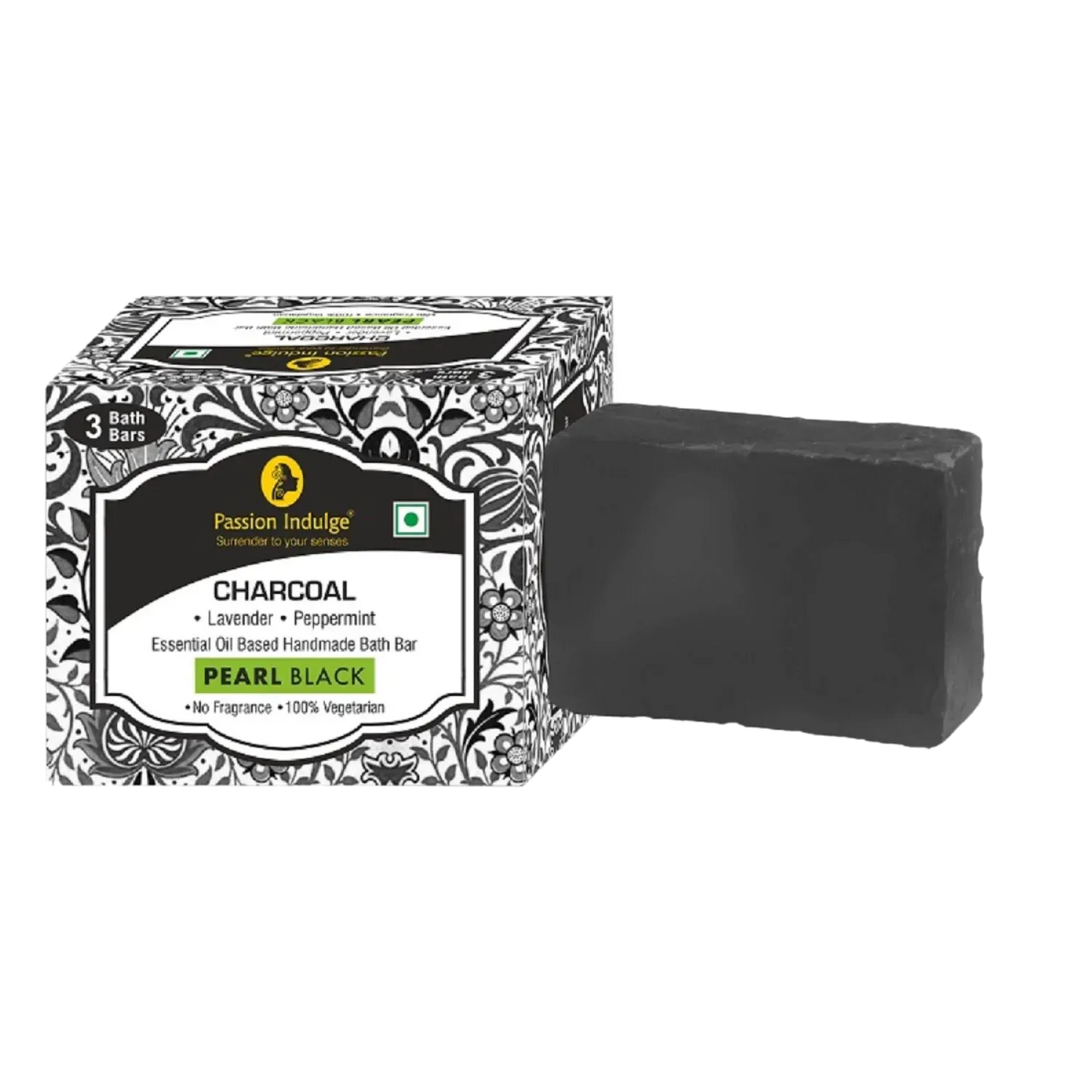 Passion Indulge Charcoal Clay Handmade Bath Bar Soap - Pack Of 3 (100 gm Each)