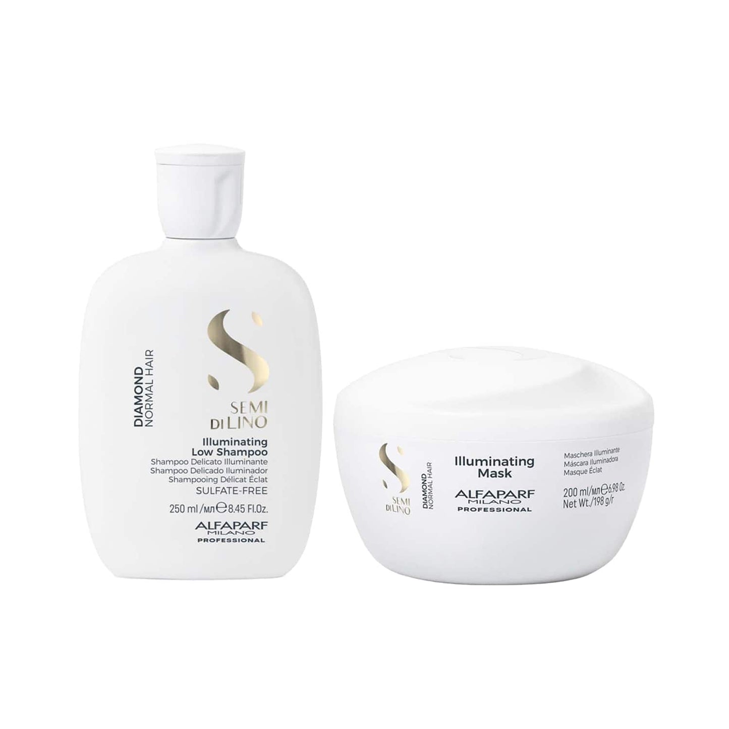 Alfaparf Milano Diamond Illuminating Shampoo & Mask Combo with Linseed Extract