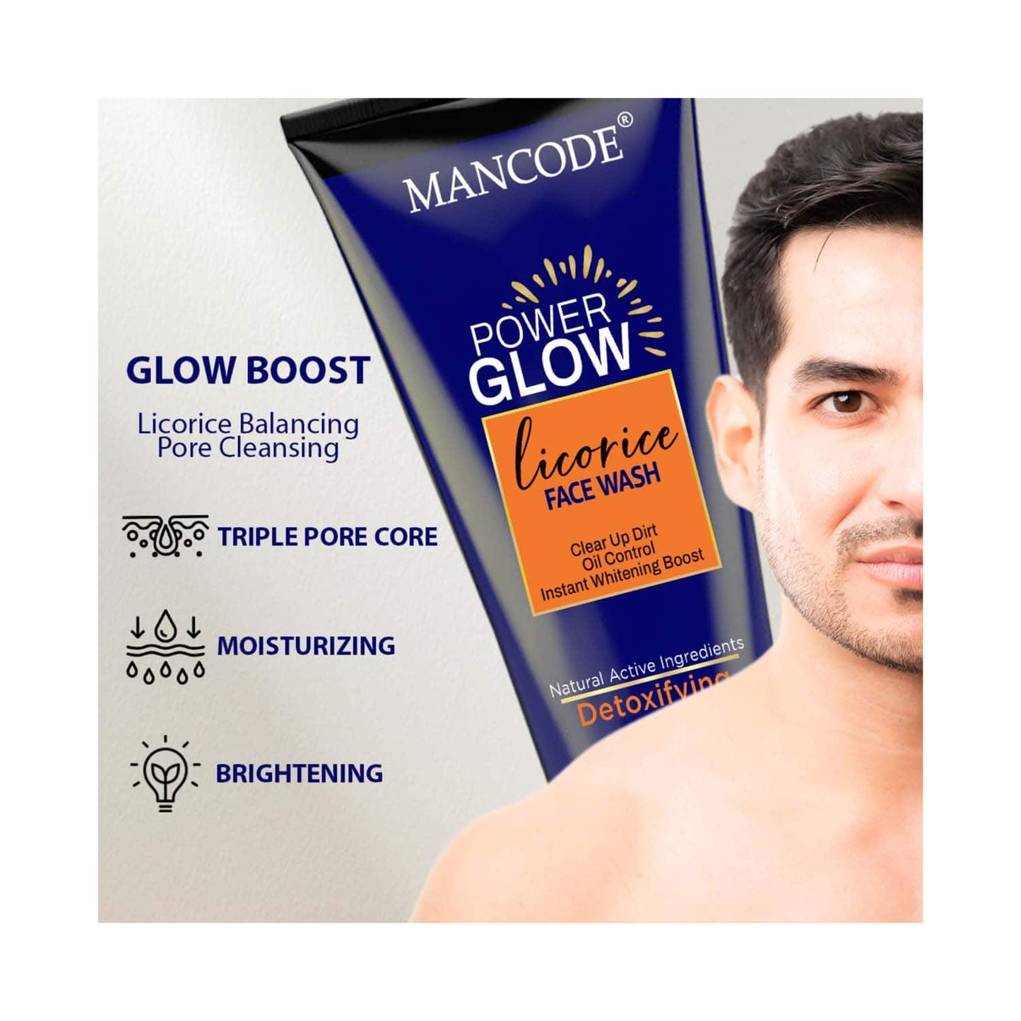 Mancode Power Glow with Licorice Face Wash For Men (100 ml)