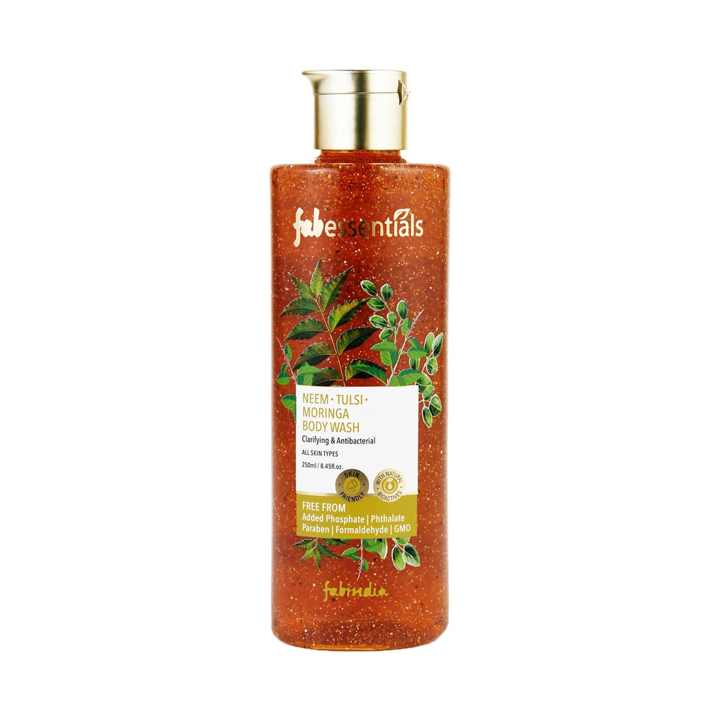 Fabessentials by Fabindia Neem Tulsi Moringa Body Wash With The Goodness Of Apricot Seed & Walnut Shell (250ml)