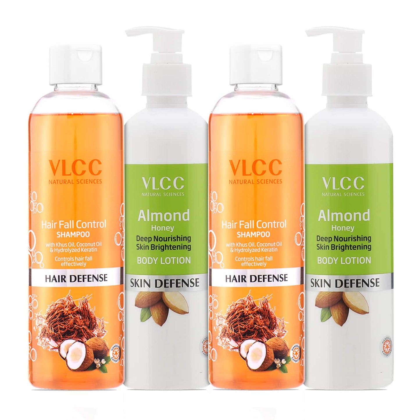 VLCC Hair Fall Control Shampoo & Almond Honey Skin Brightening Body Lotion Combo