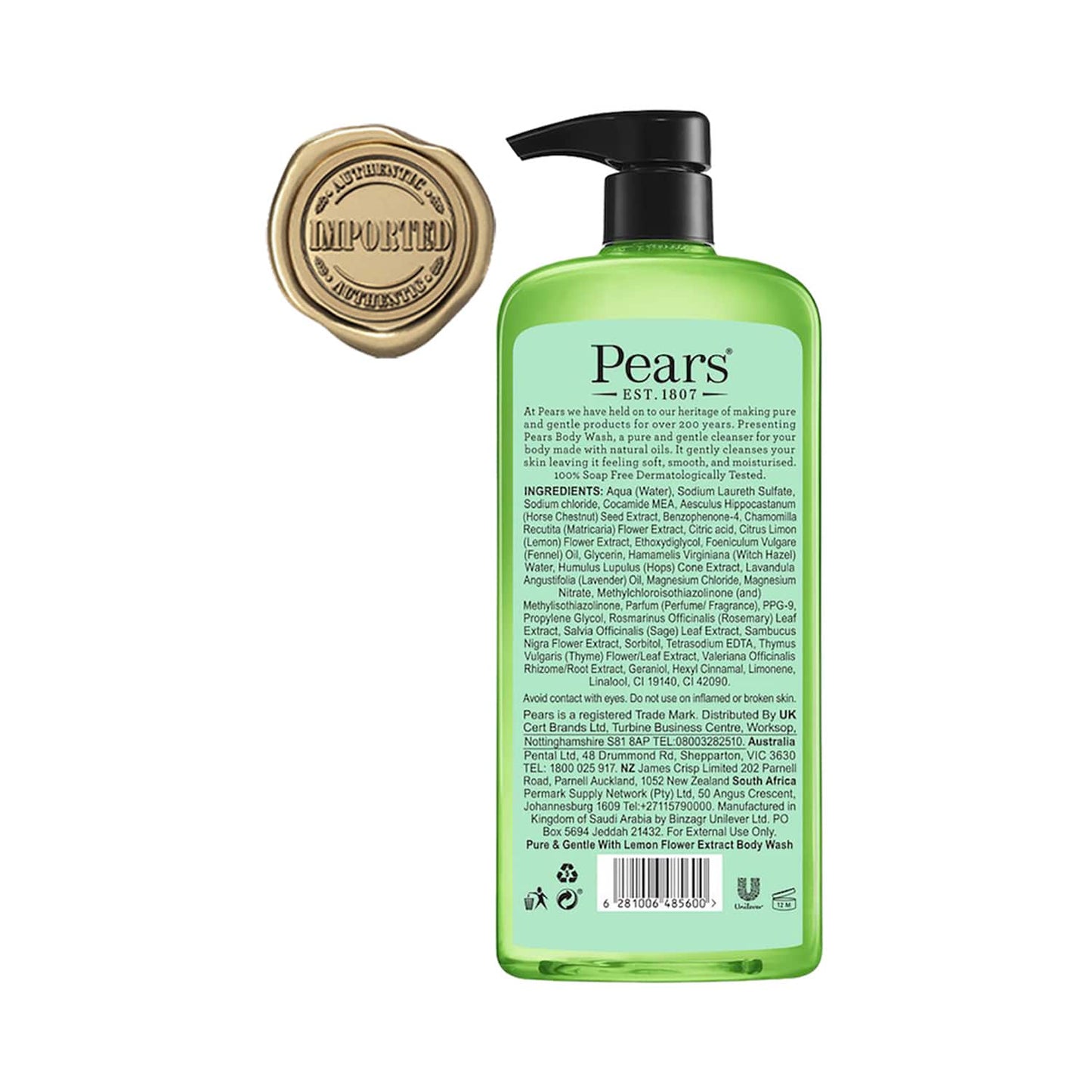 Pears Pure & Gentle Lemon Extract Body Wash (750ml)