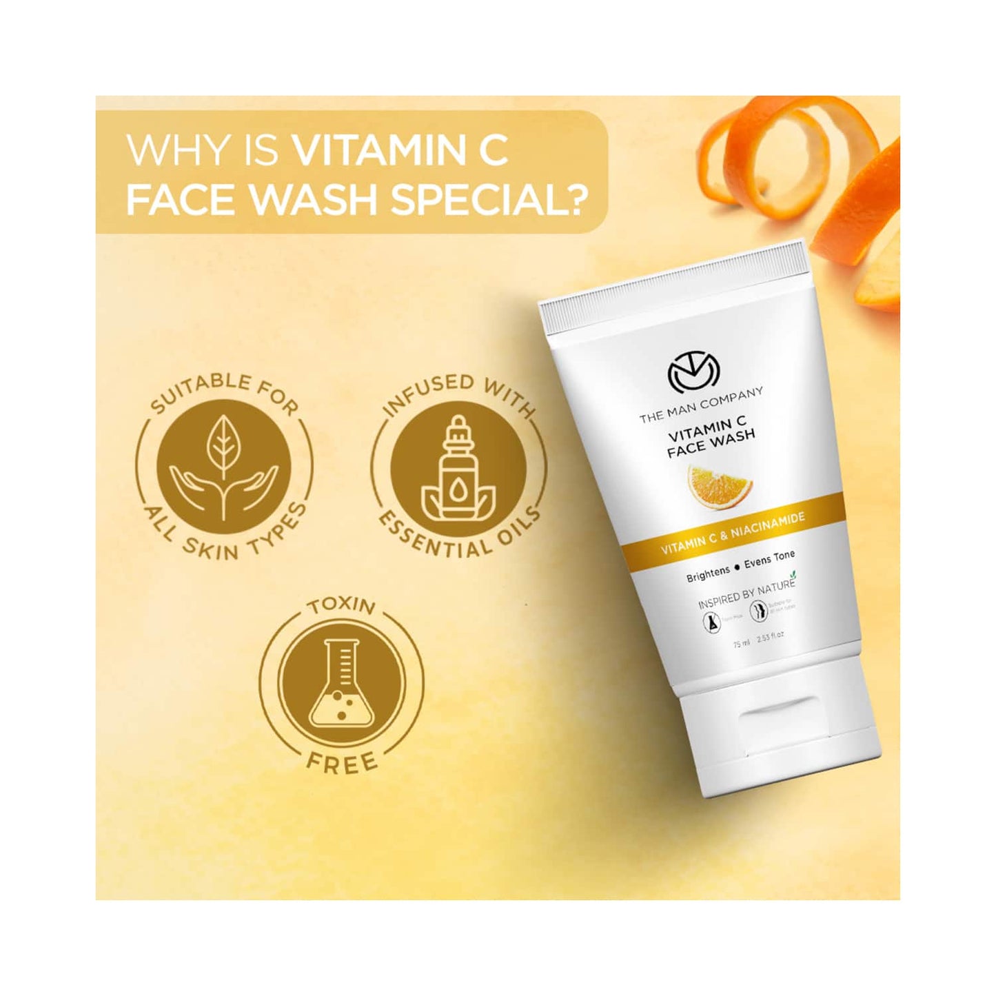 The Man Company Anti Ageing & Skin Brightening Vitamin C Face Wash (75ml)