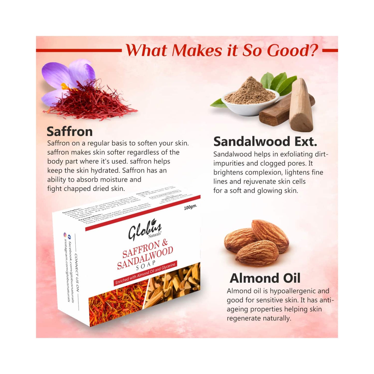 Globus Naturals Saffron & Sandalwood Soap (100g)