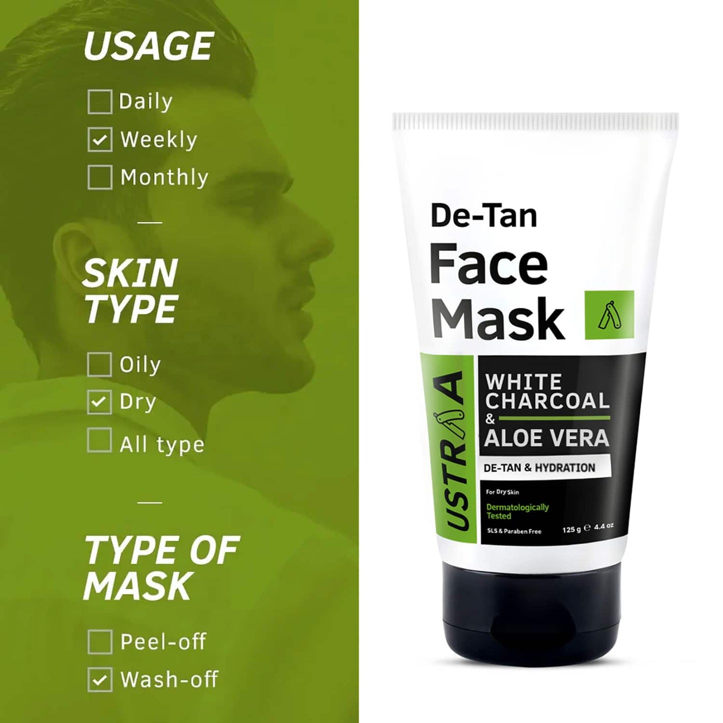 Ustraa De-Tan Face Mask - (125g)