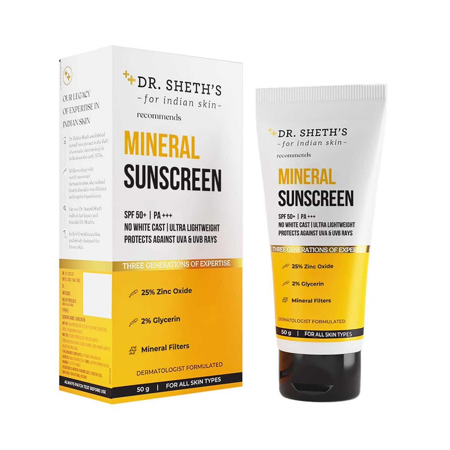 Dr. Sheth's Mineral Sunscreen SPF 50 PA+++ (50g)