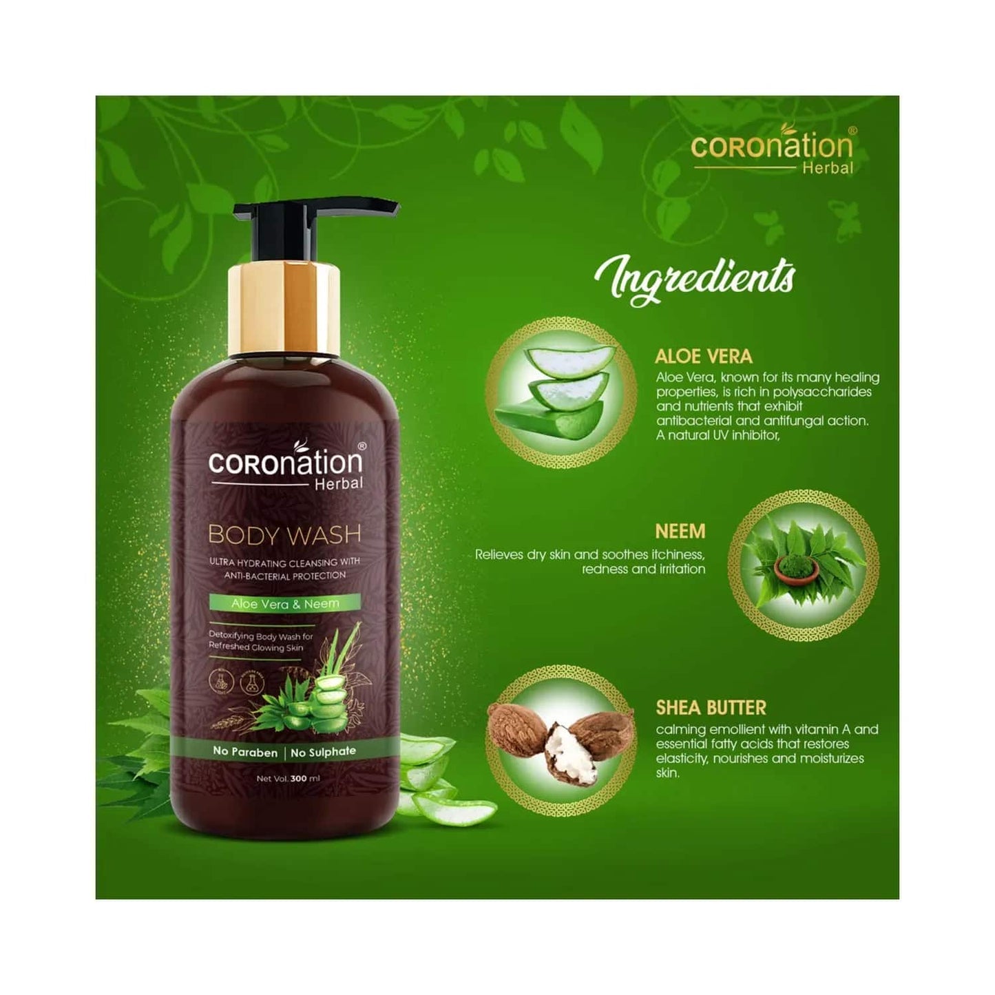 COROnation Herbal Aloe Vera & Neem Body Wash (300ml)