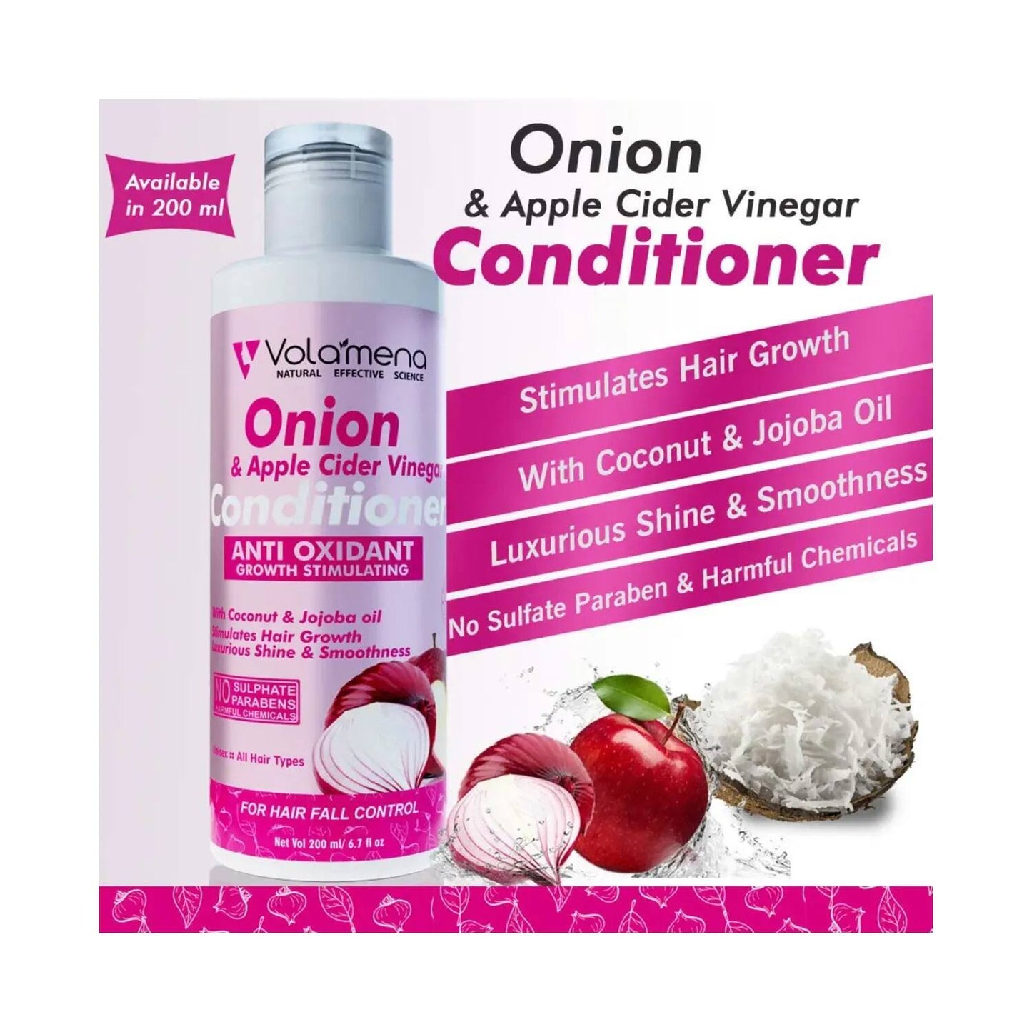 Volamena Onion Apple Cider Vinegar Conditioner With Antioxidant Growth Stimulating (200ml)