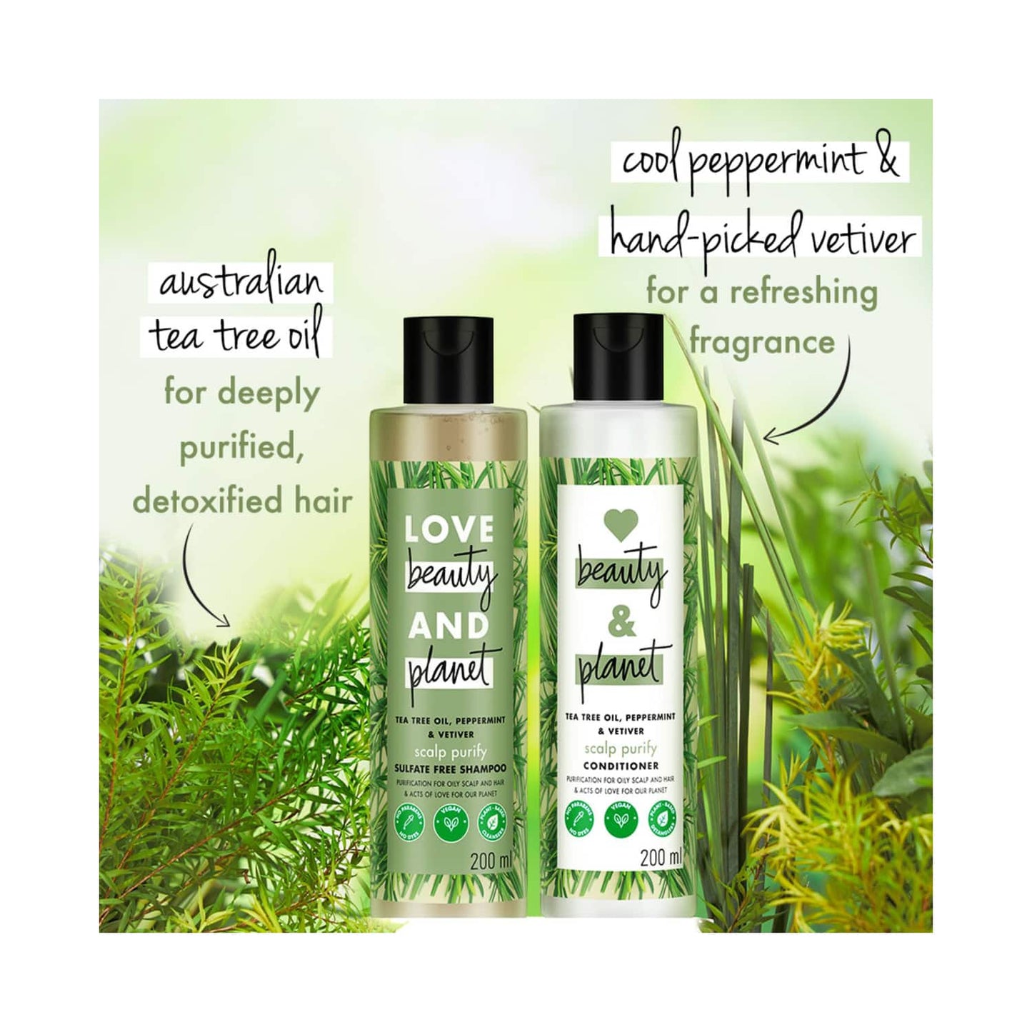 Love Beauty & Planet Tea Tree Peppermint & Vetiver Clarifying Conditioner No Sulphates (200 ml)