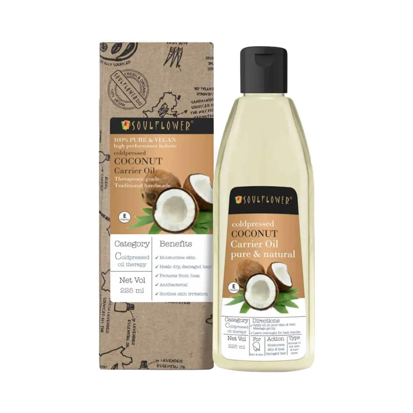 Soulflower Coldpressed Coconut Carrier Oil - (225ml)