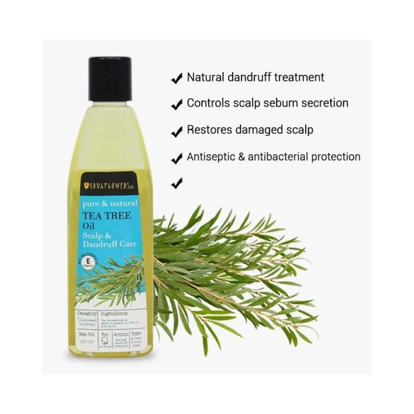 Soulflower Tea Tree Scalp and Anti Dandruff Hair Oil (120ml)