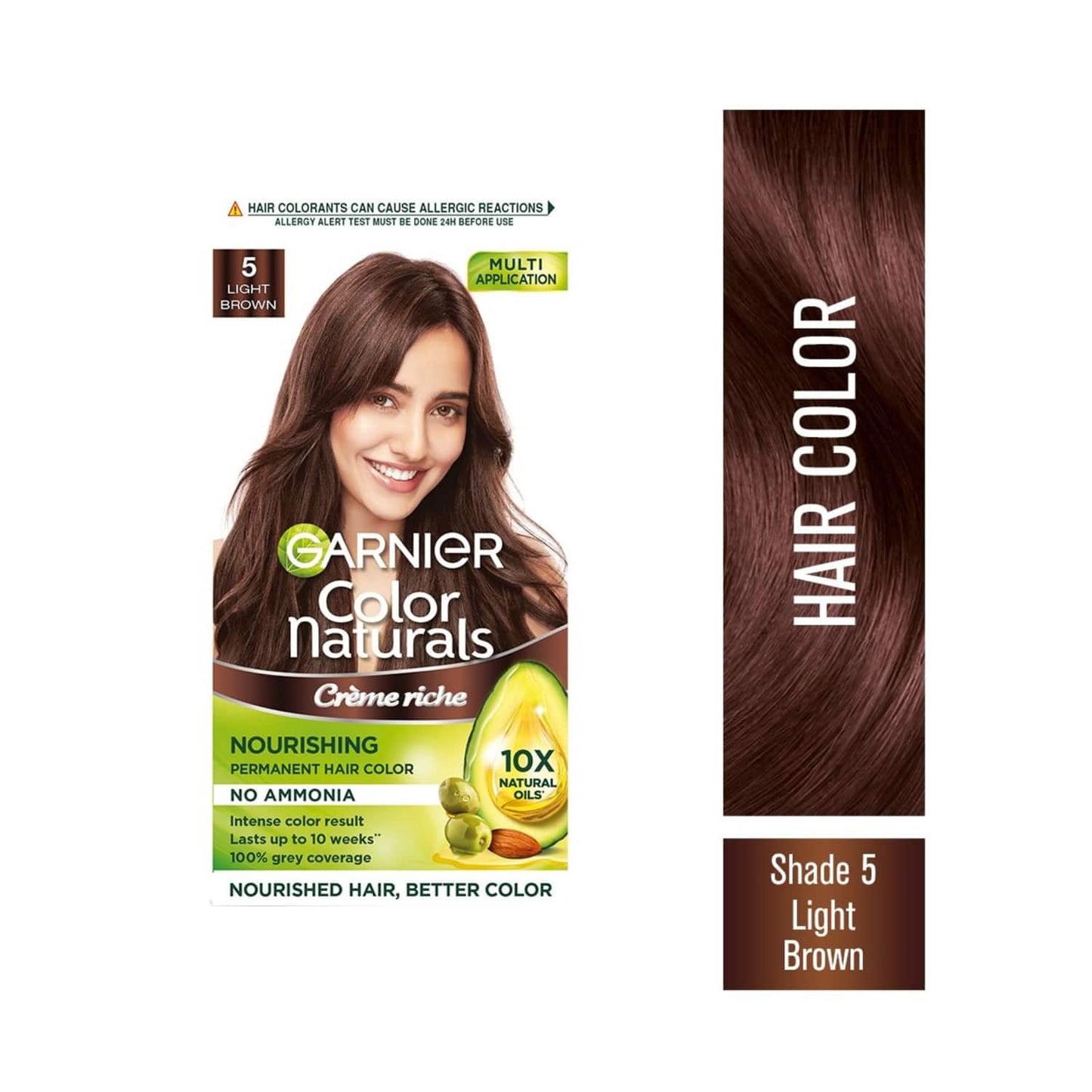 Garnier Color Naturals Creme Hair Color - 5 Light Brown (70ml+60g)