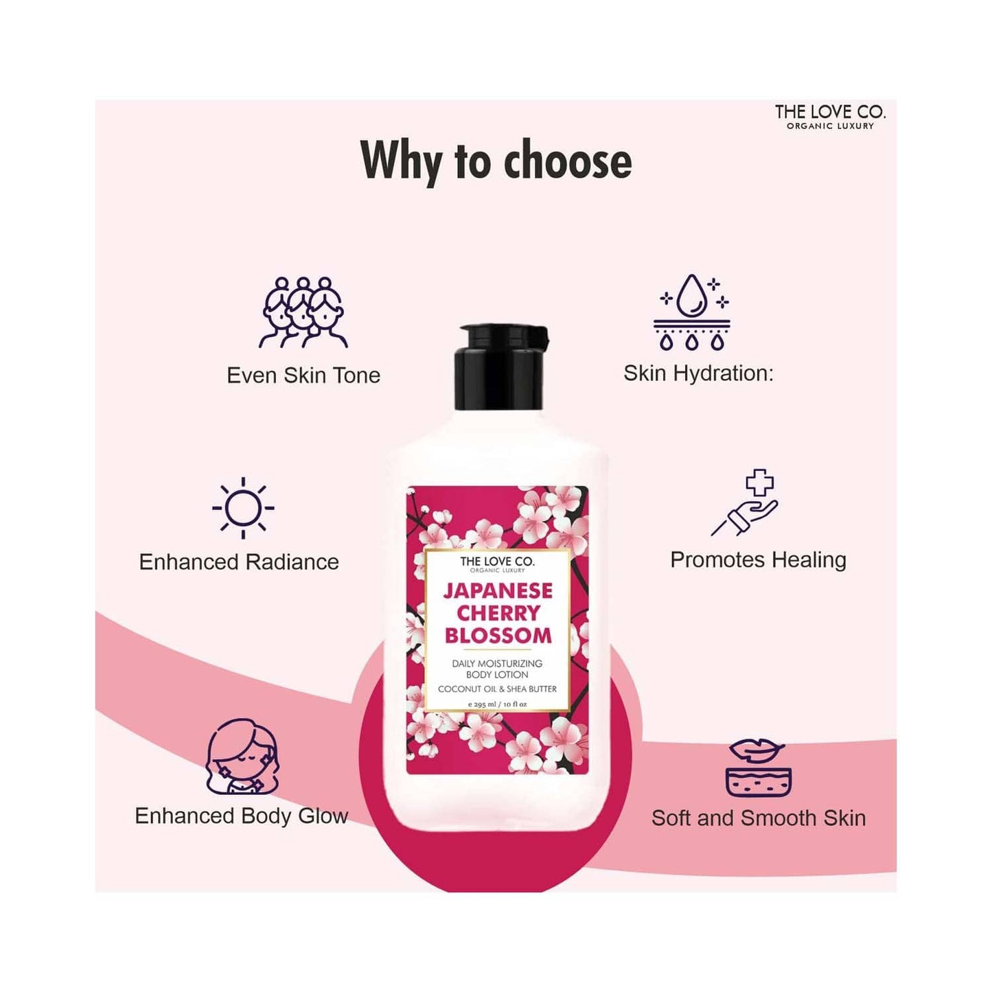 THE LOVE CO. Japanese Cherry Blossom Daily Moisturizing Body Lotion (295ml)