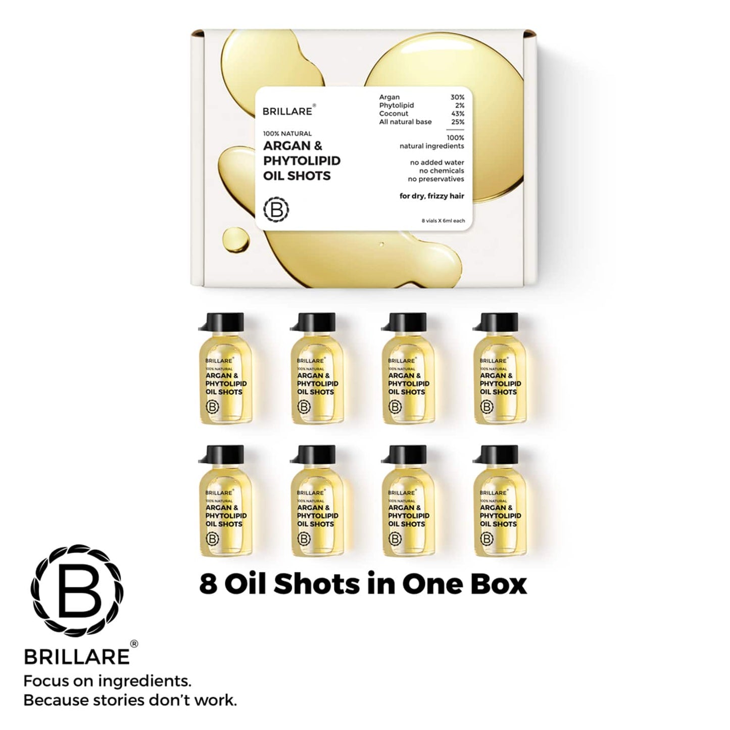 Brillare Argan & Phytolipid Oil Shots For Dry, Frizzy Hair (48ml)