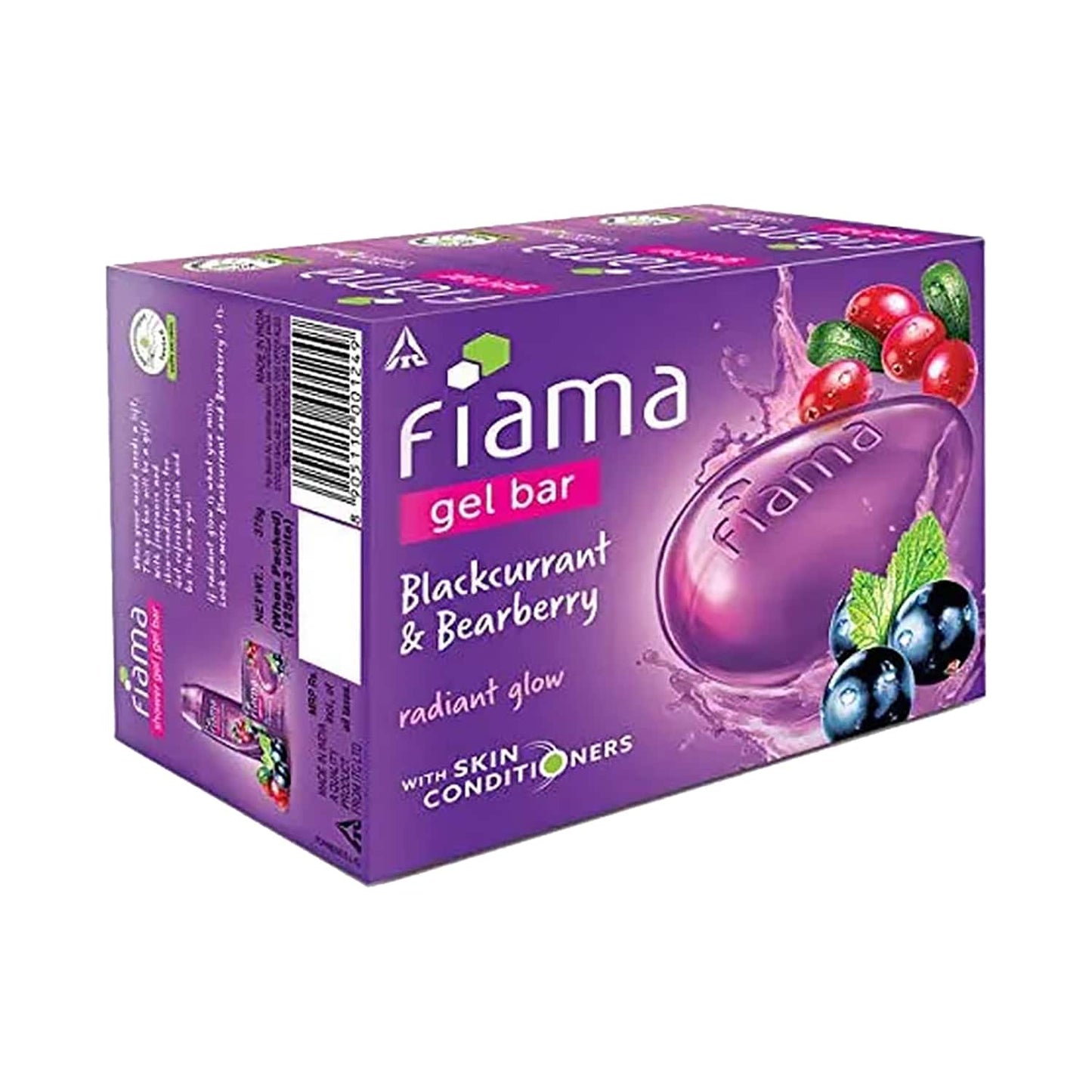 Fiama Blackcurrant and Bearberry Radiant Glow Gel Bar With Skin Conditioners - (3Pcs)