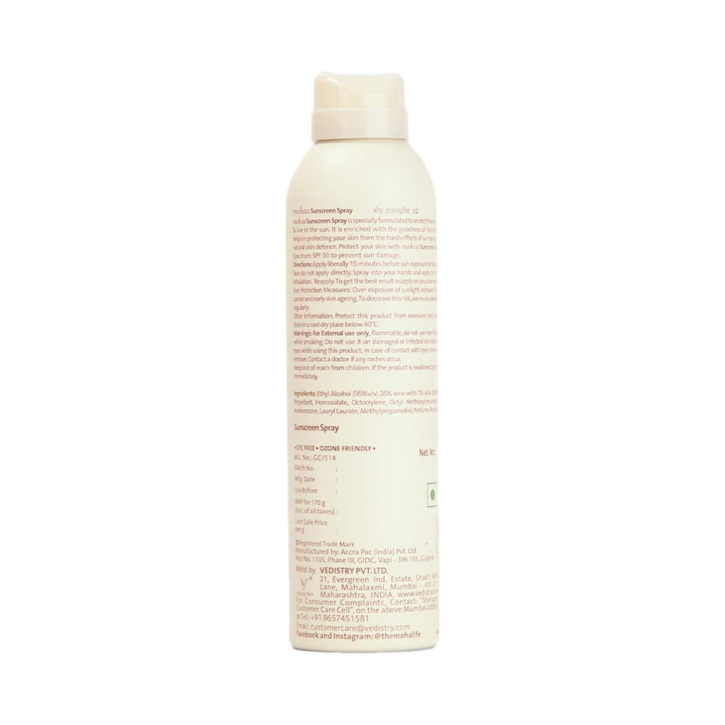 Moha Sunscreen Spray SPF 50 (170g)