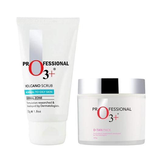 O3+  D-Tan Face Pack (300g) & Dermal Zone Volcano Scrub (Normal to Oily Skin) (50g) Combo