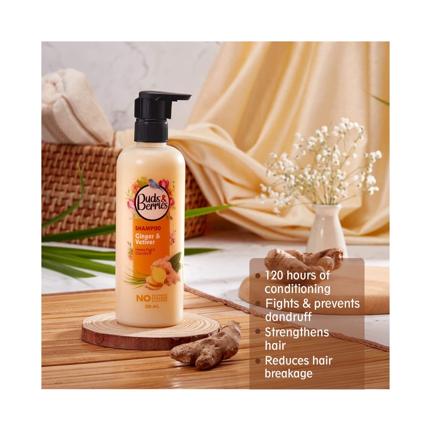 Buds & Berries Ginger And Vetiver Shampoo (300ml)