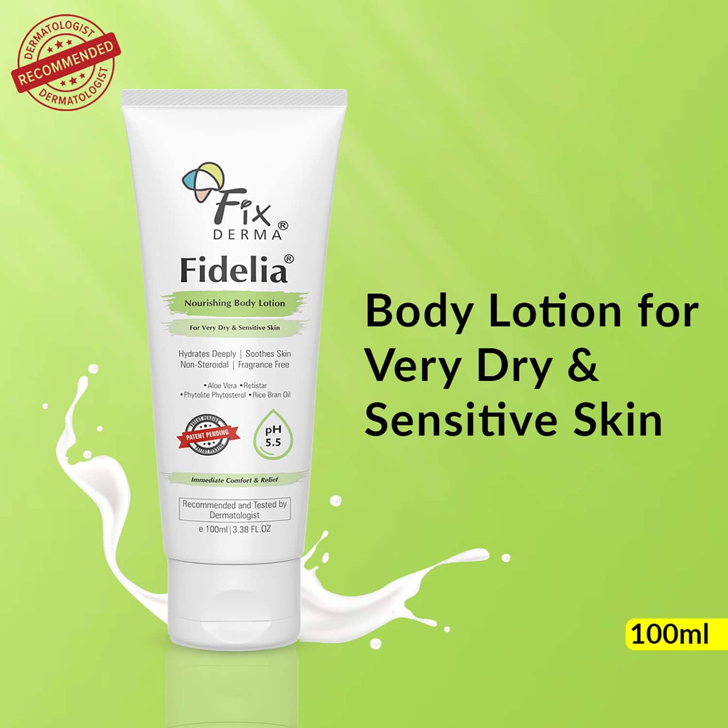 Fixderma Fidelia Nourishing Body Lotion for Very Dry Skin with Rice Brain Oil & Aloe Vera (100ml)