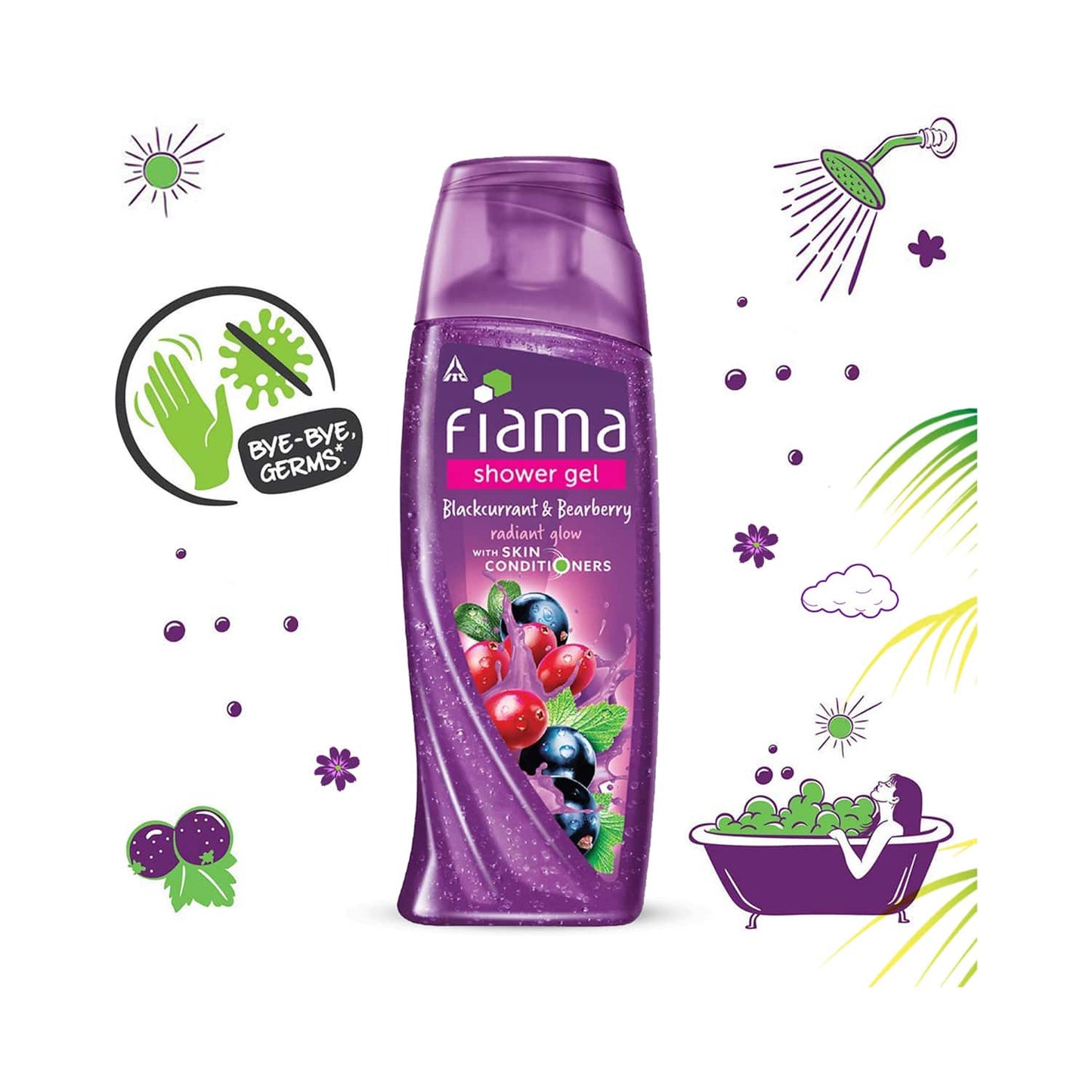 Fiama Blackcurrant & Bearberry Radiant Glow Shower Gel With Skin Conditioners (250ml)