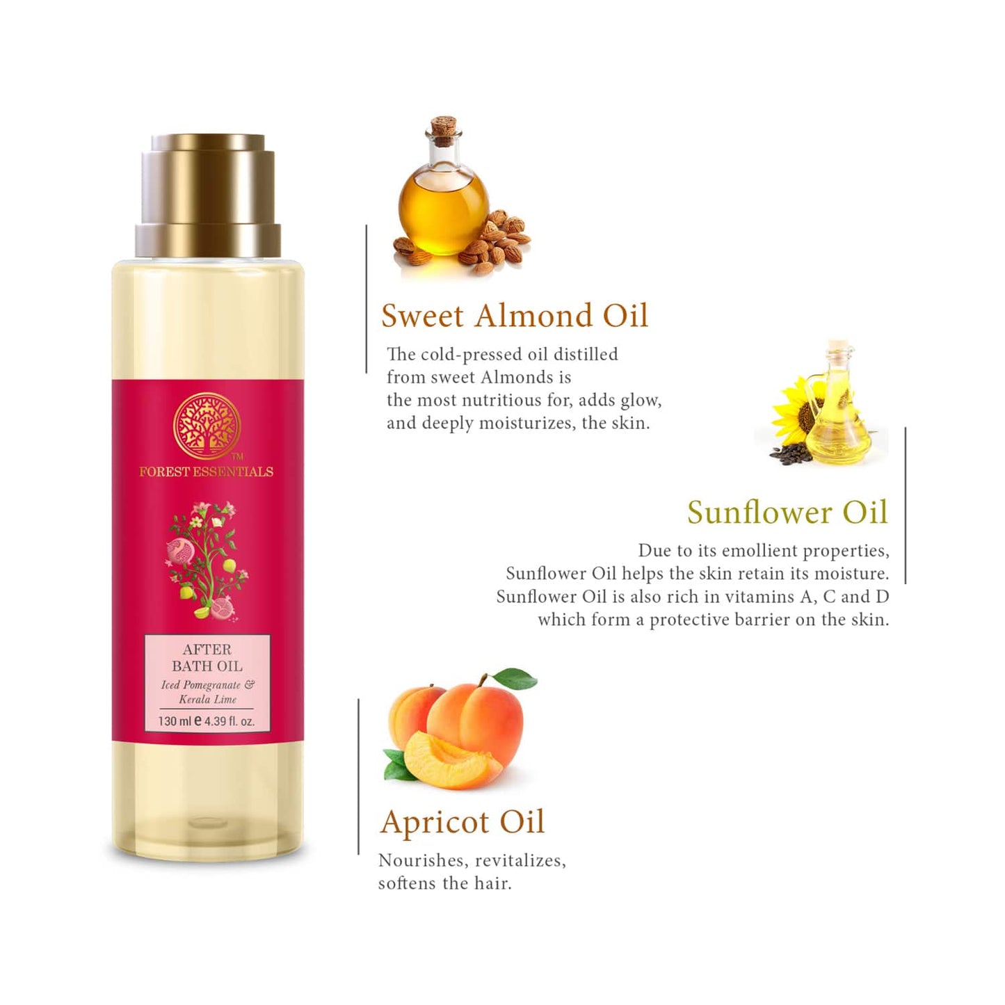 Forest Essentials Iced Pomegranate & Kerala Lime After Bath Oil (130ml)