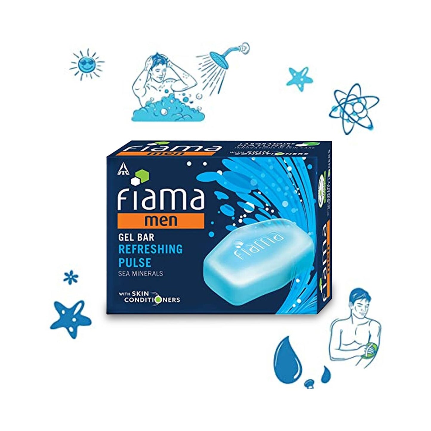 Fiama Men Refreshing Pulse Gel Bar With Skin Conditioners (125g)