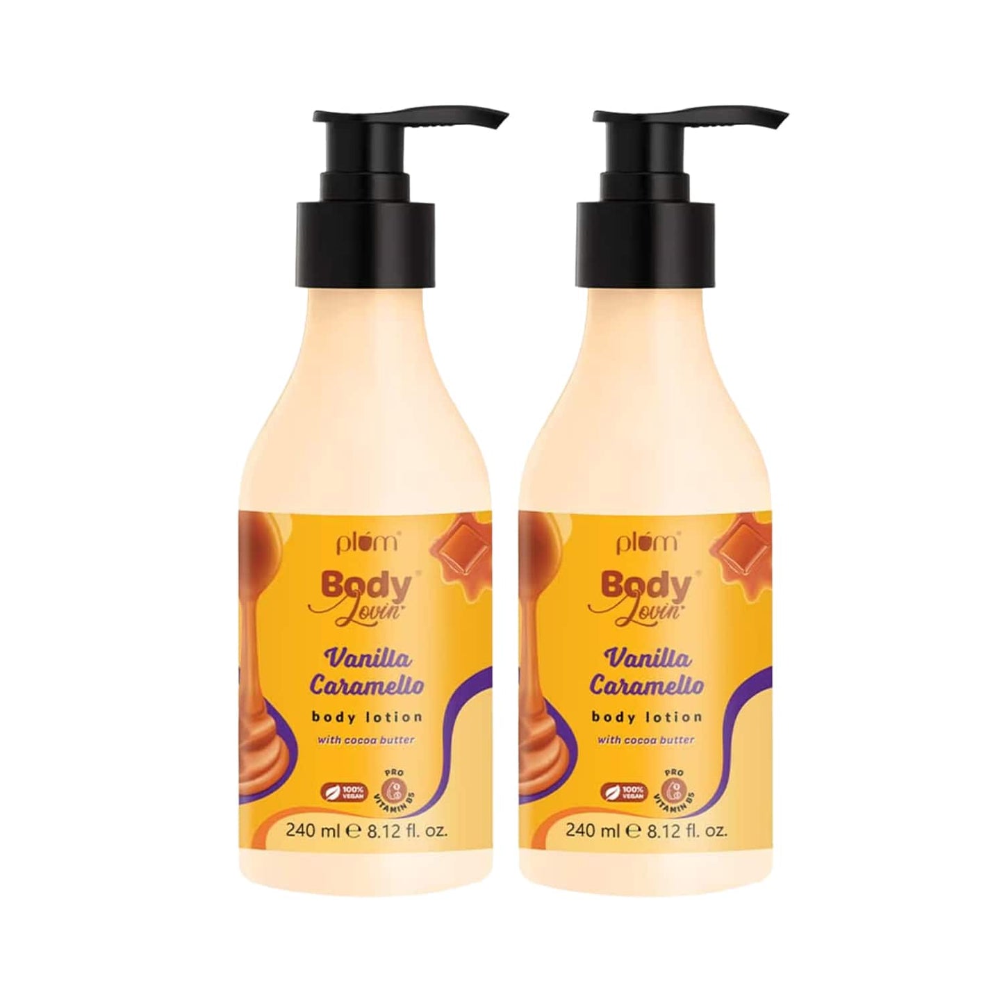 Plum BodyLovin' Vanilla Caramel Body Lotion Duo- Pack of 2 (240 ml x 2)