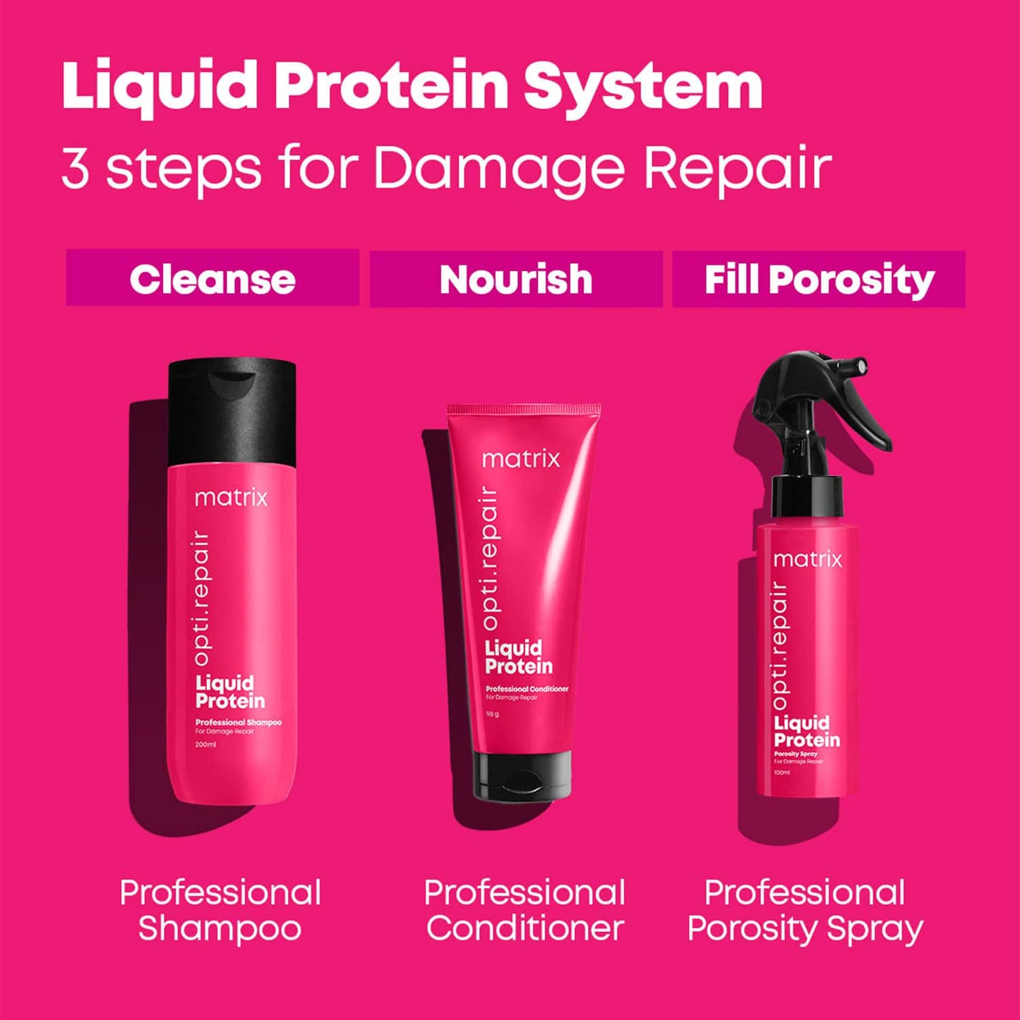 Matrix Opti.Repair Professional Shampoo and Porosity Spray Regime for Damaged Hair (350 ml + 100 ml)