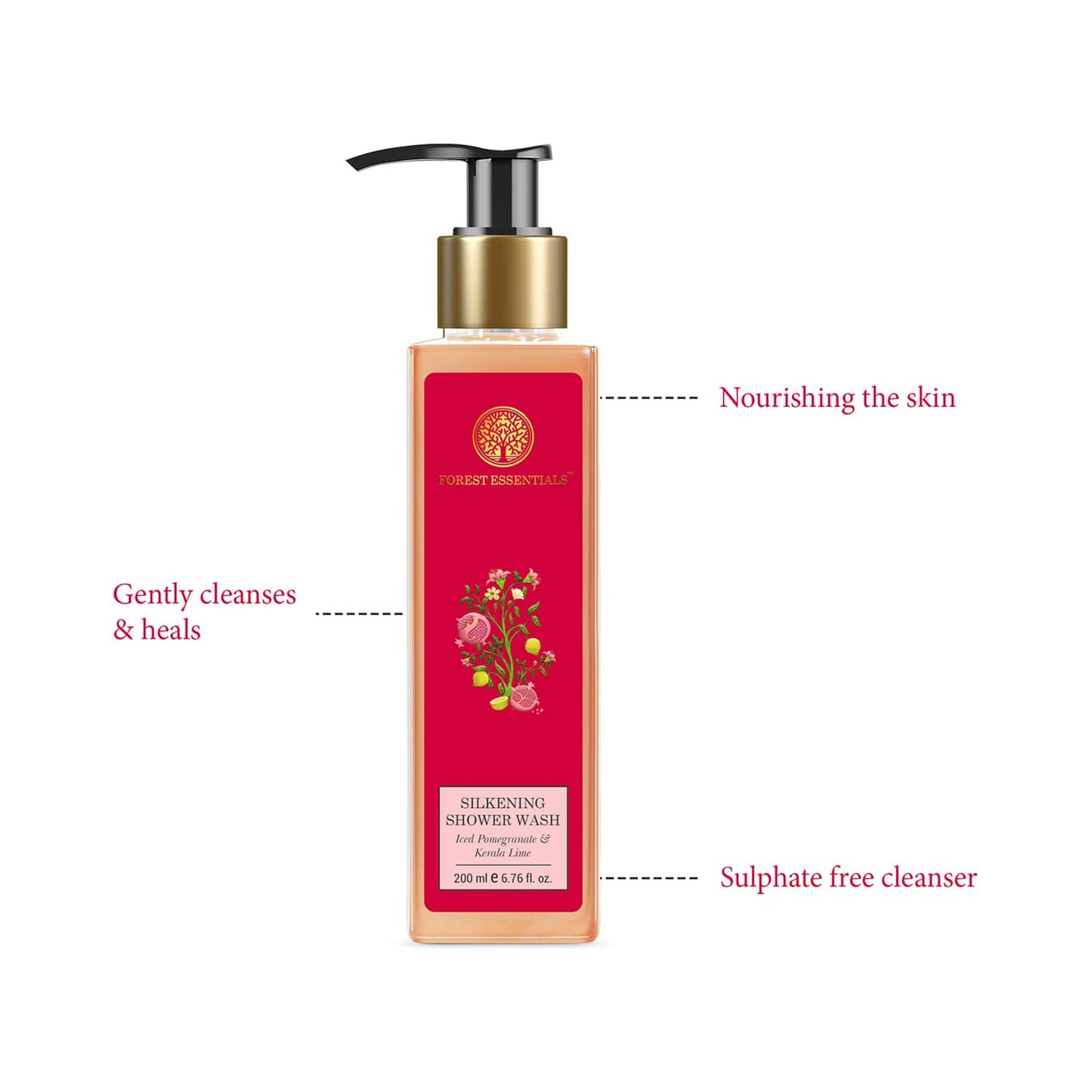 Forest Essentials Iced Pomegranate & Kerala Lime Silkening Shower Wash (200ml)