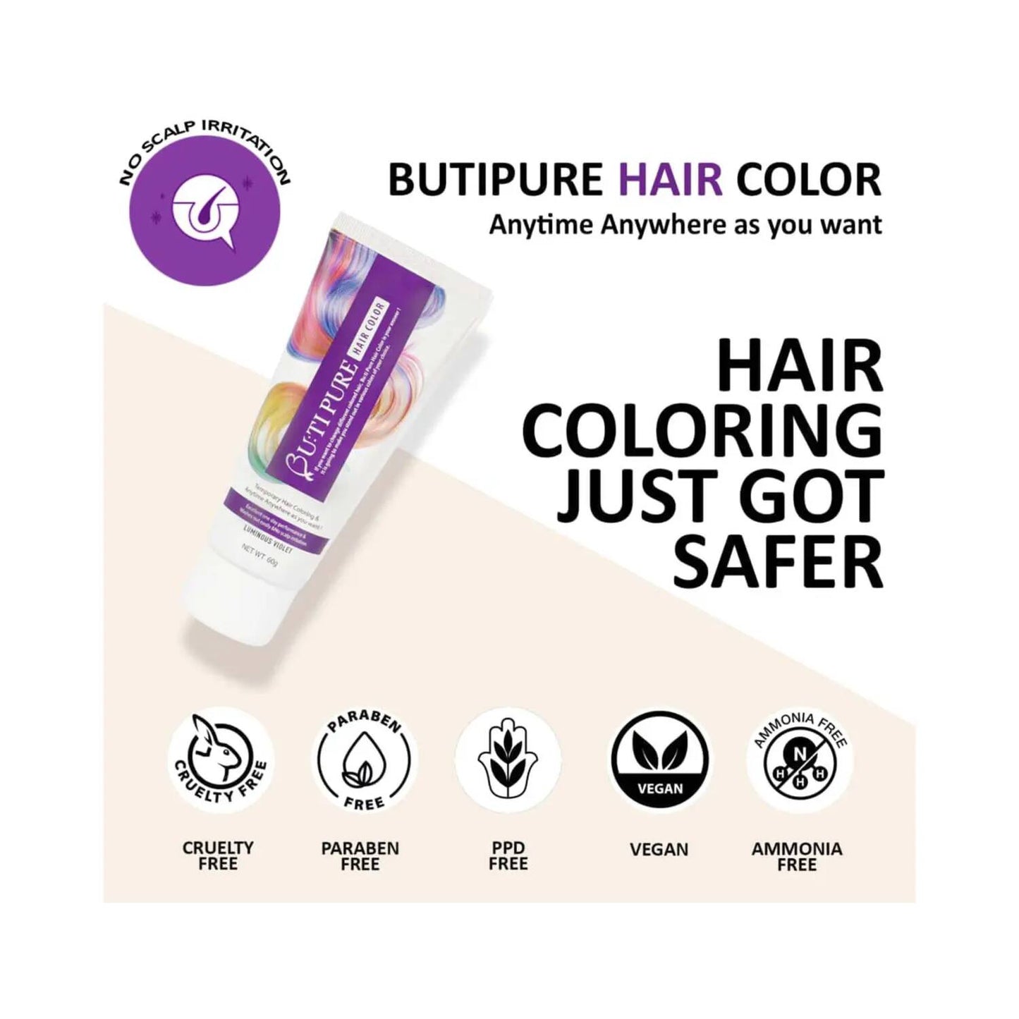 Buti Pure Temporary Hair Color - Luminous Violet (60g)