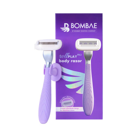 Bombae Rollplay Pro Body Razor With Rolatek Roller - Purple, White