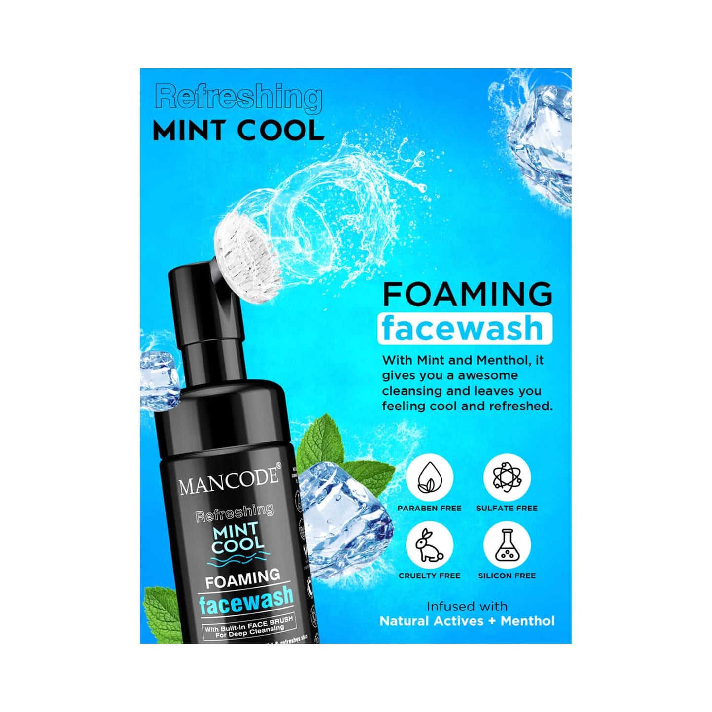 Mancode Refreshing Mint Cool Foaming Face Wash (150ml)