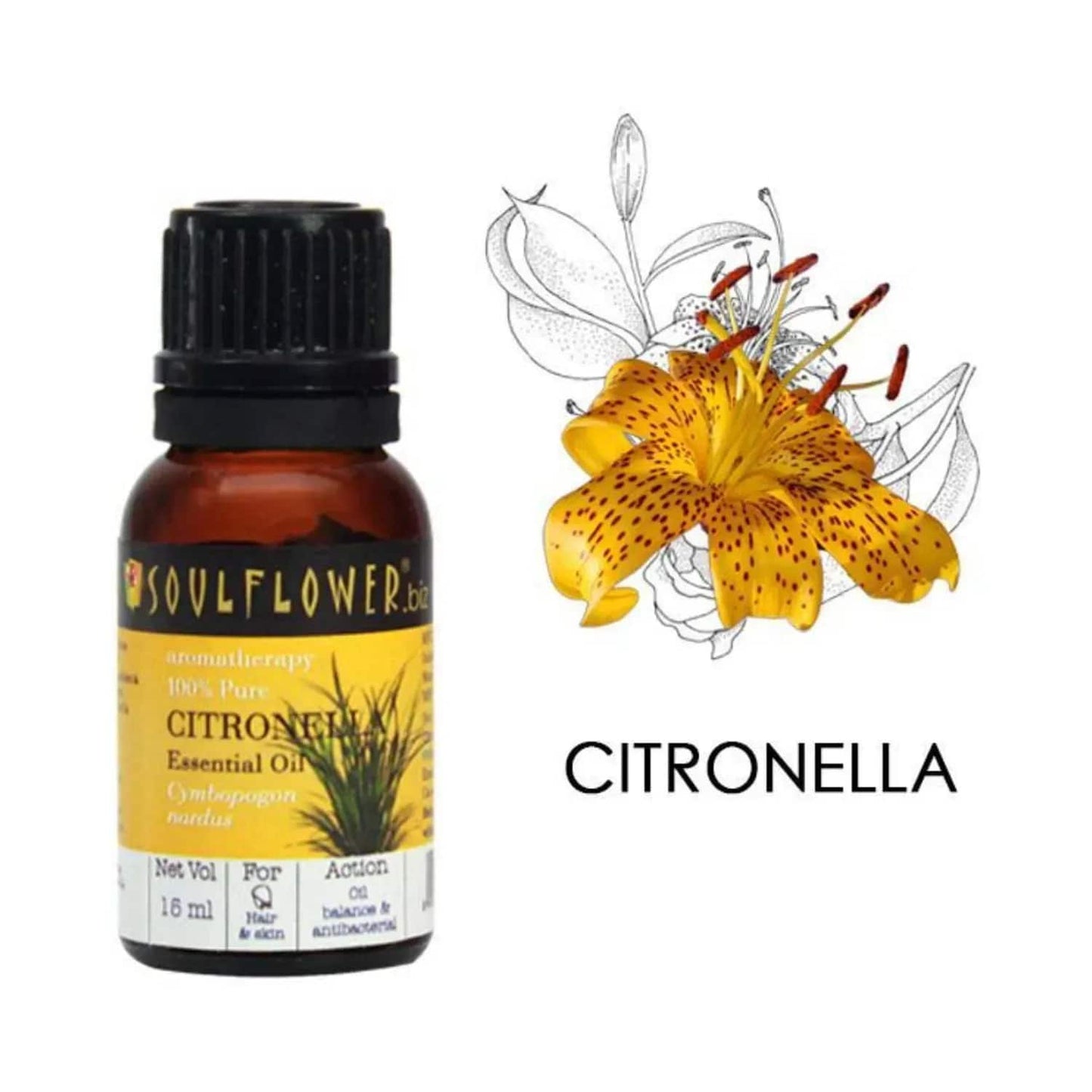 Soulflower Citronella Essential Oil - (15ml)