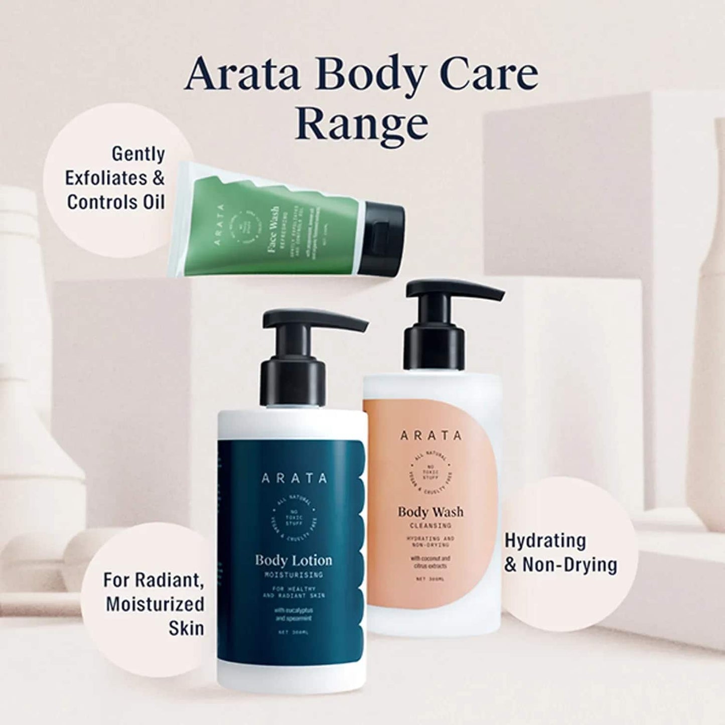 Arata Body Care Set With Cleansing Body Wash And Moisturising Body Lotion (2Pcs)