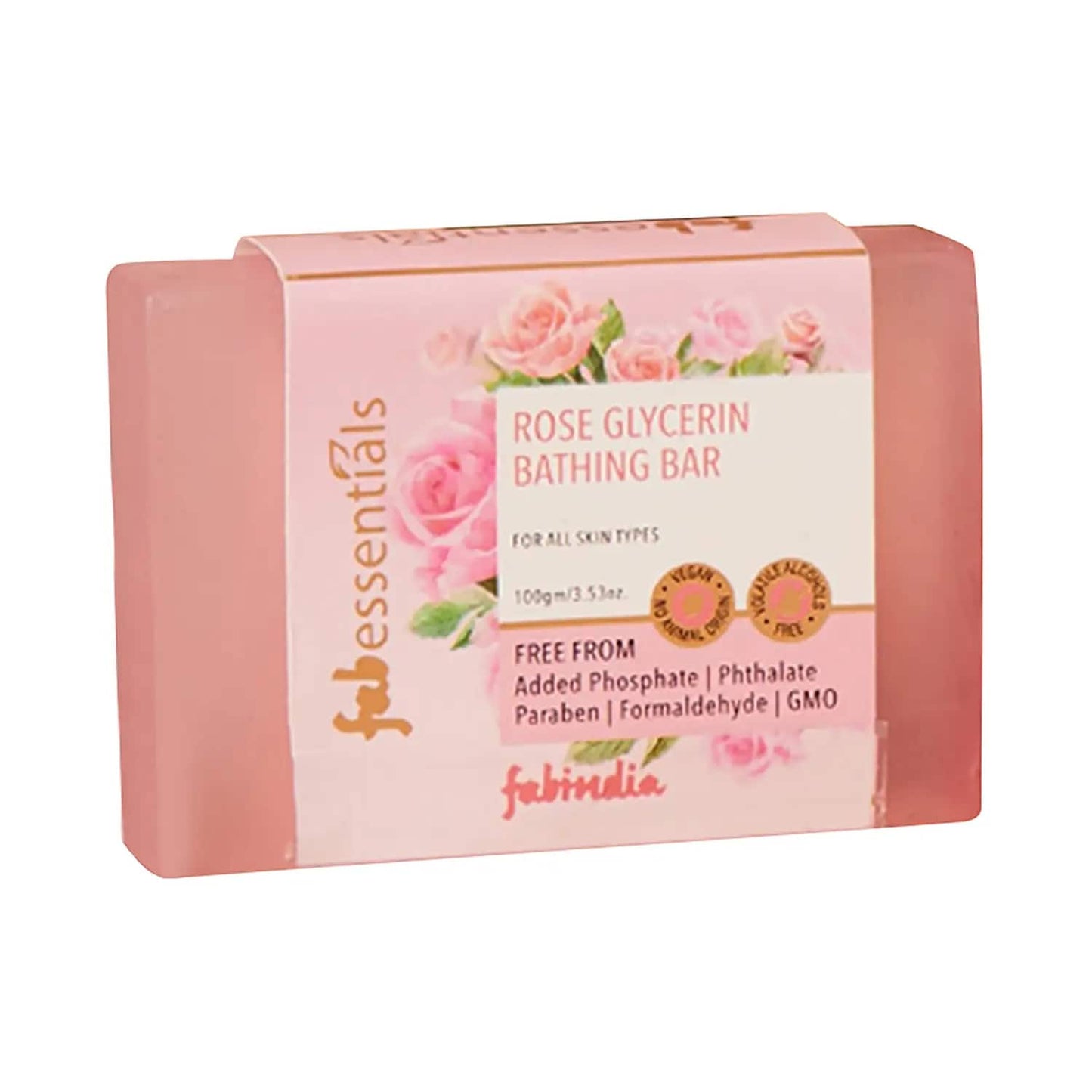 Fabessentials by Fabindia Rose Glycerine Bathing Bar (100g)