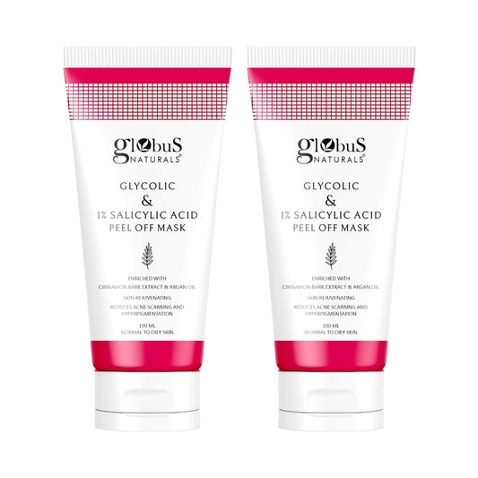 Globus Naturals Glycolic & 1% Salicylic Acid Anti Acne Peel Off Mask (2 Pcs)