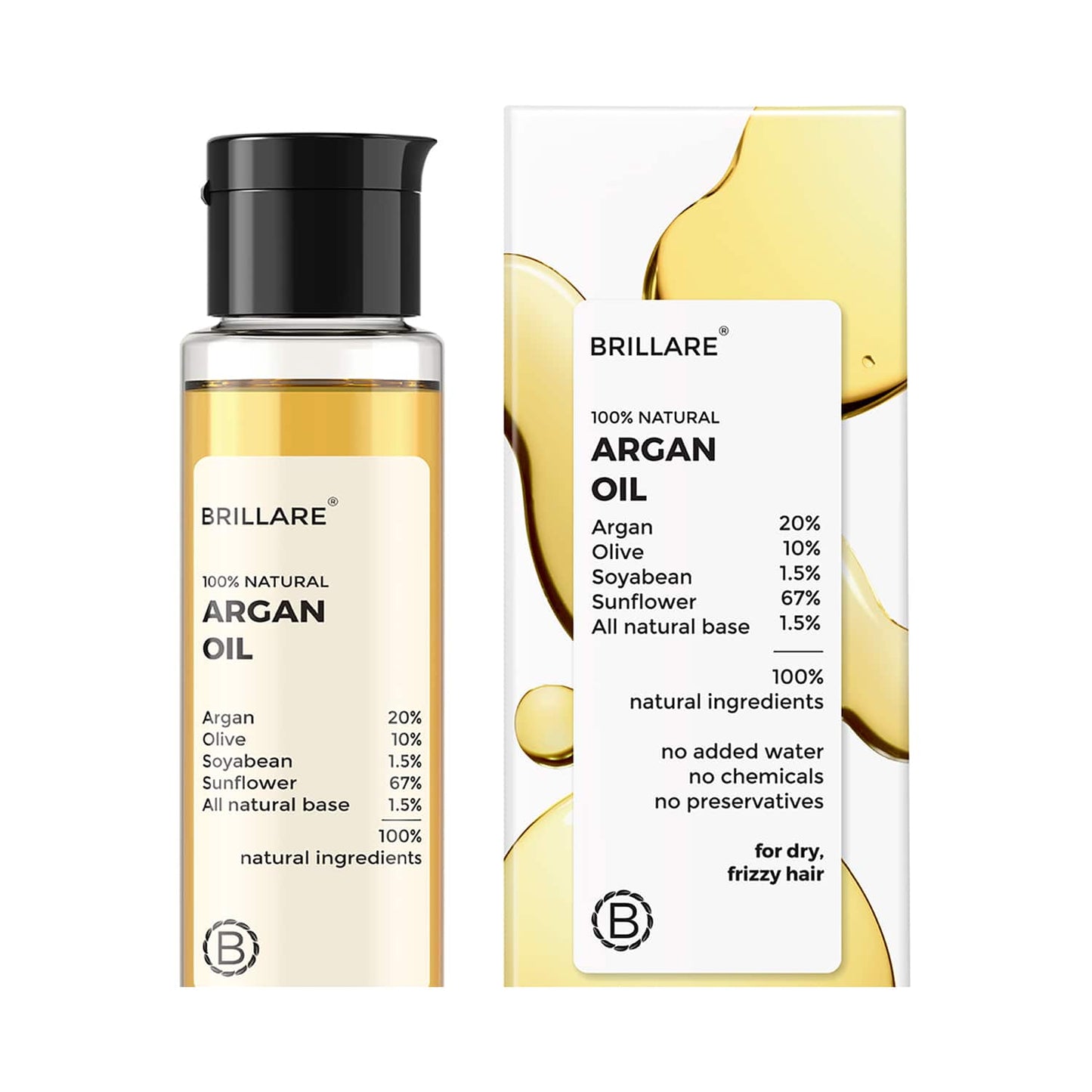 Brillare Argan Oil For Dry, Frizzy Hair (100ml)