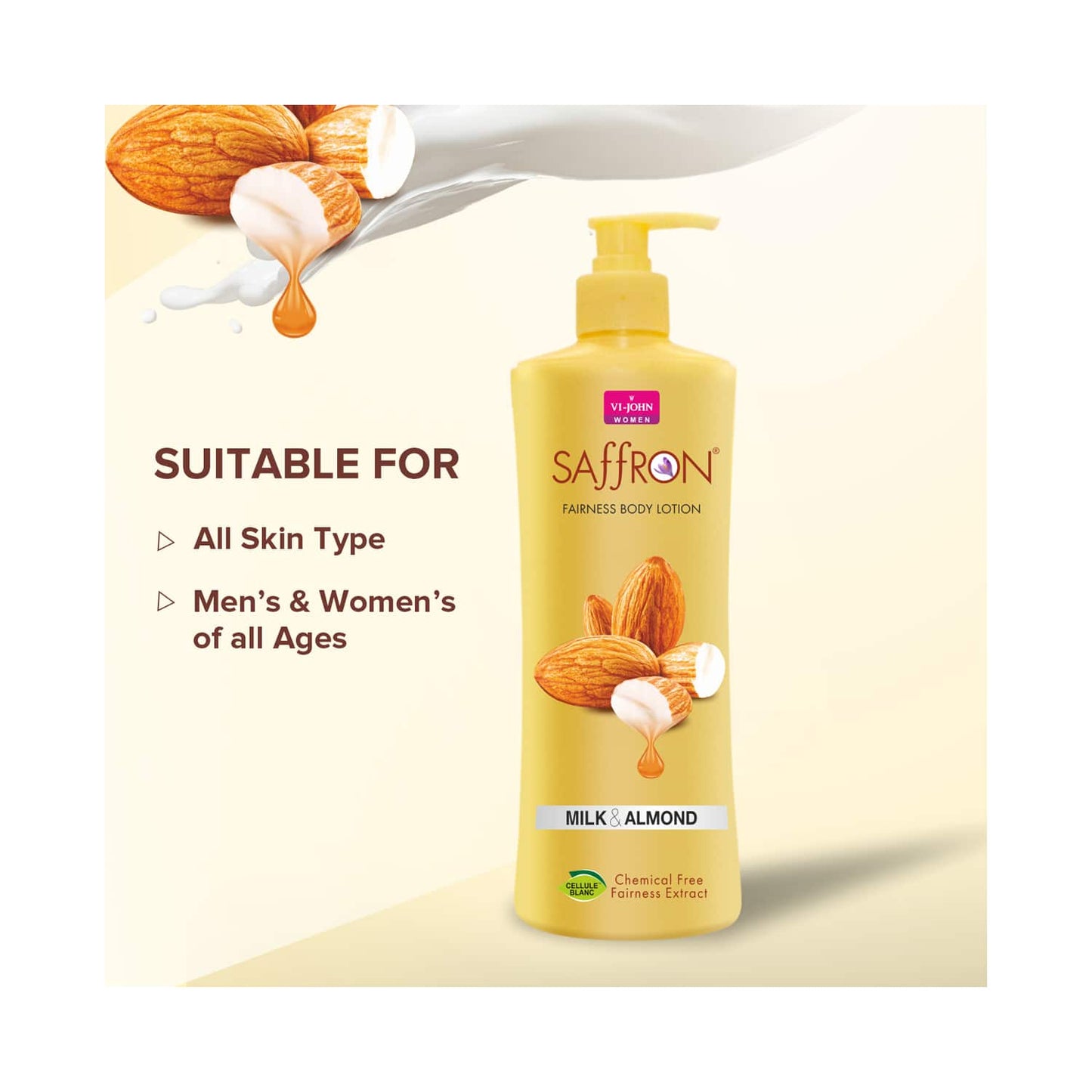 VI-JOHN Saffron Milk Almond Fairness Body Lotion (400ml)