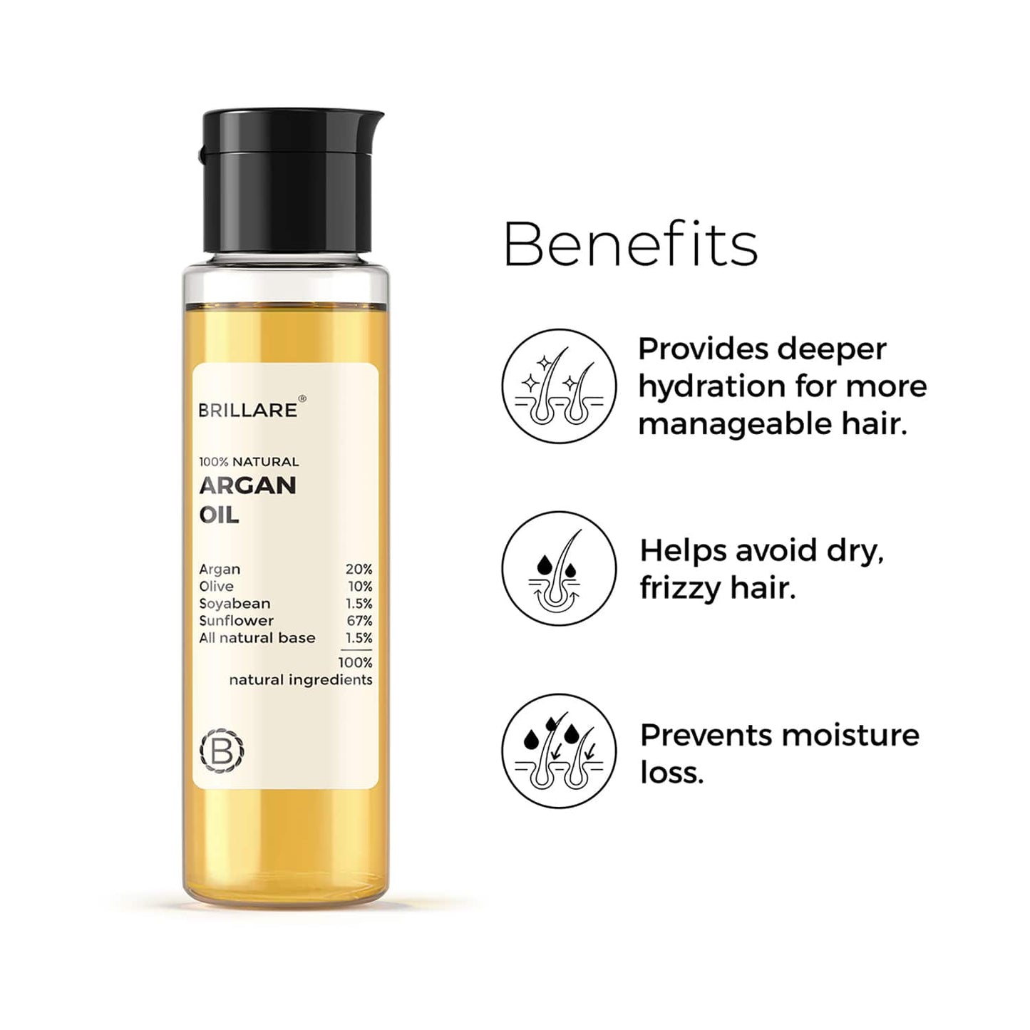 Brillare Argan Oil For Dry, Frizzy Hair (100ml)