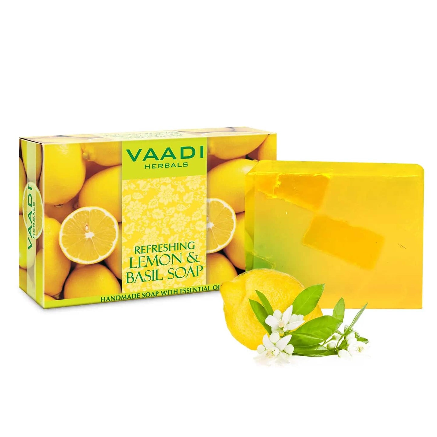 Vaadi Herbals Refreshing Lemon & Basil Handmade Soap (75g)