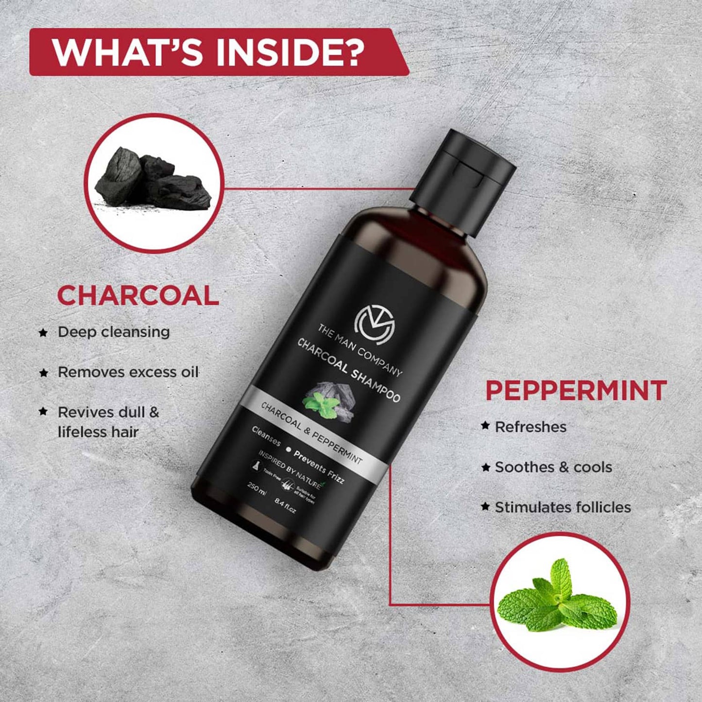 The Man Company Charcoal Peppermint & Clove Shampoo (250ml)