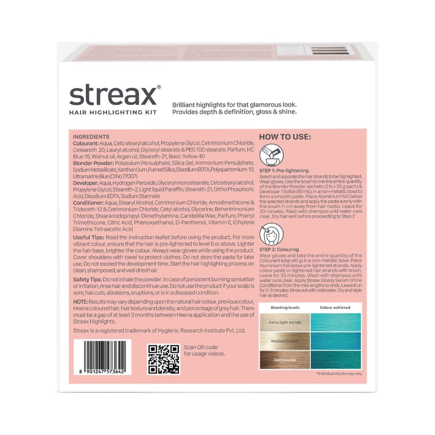 Streax Ultralights Hair Color Highlight Kit - Aqua Blue (180 g)