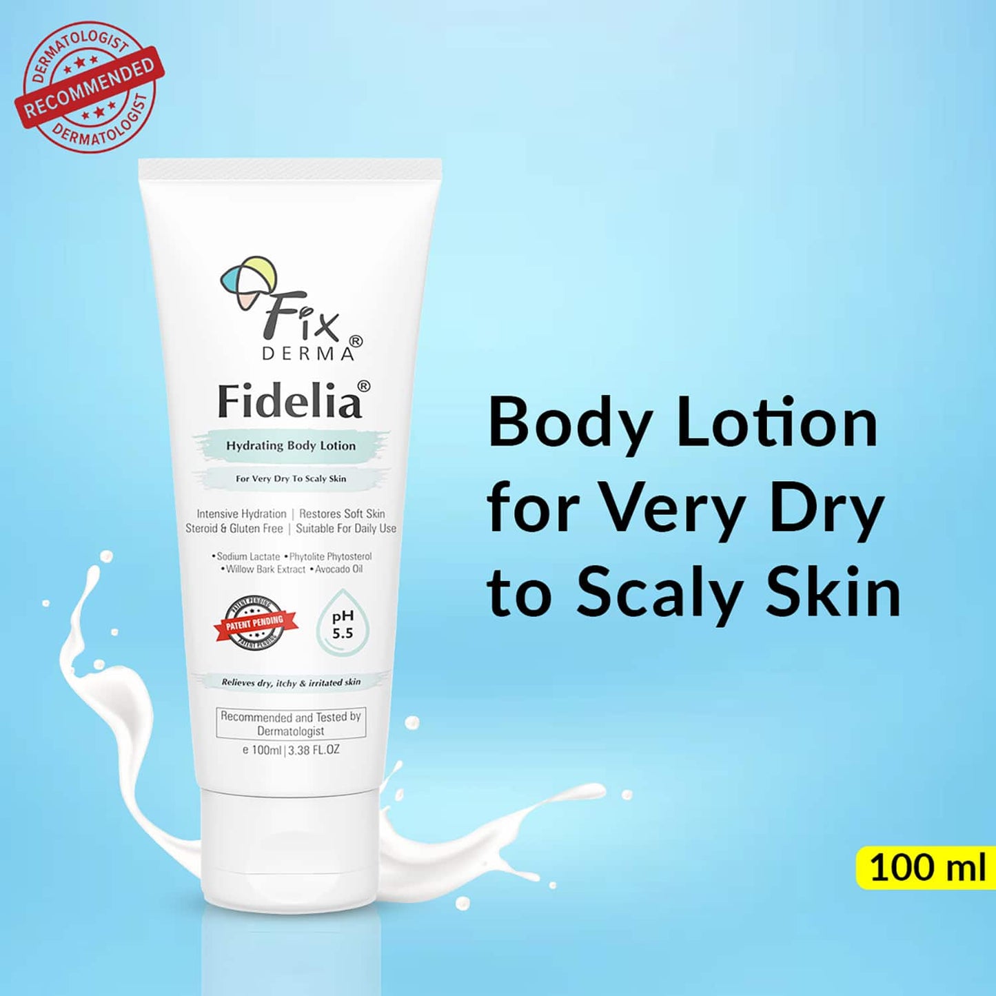 Fixderma Fidelia Hydrating Body Lotion for Very Dry To Scaly Skin with Avocado Oil (100ml)