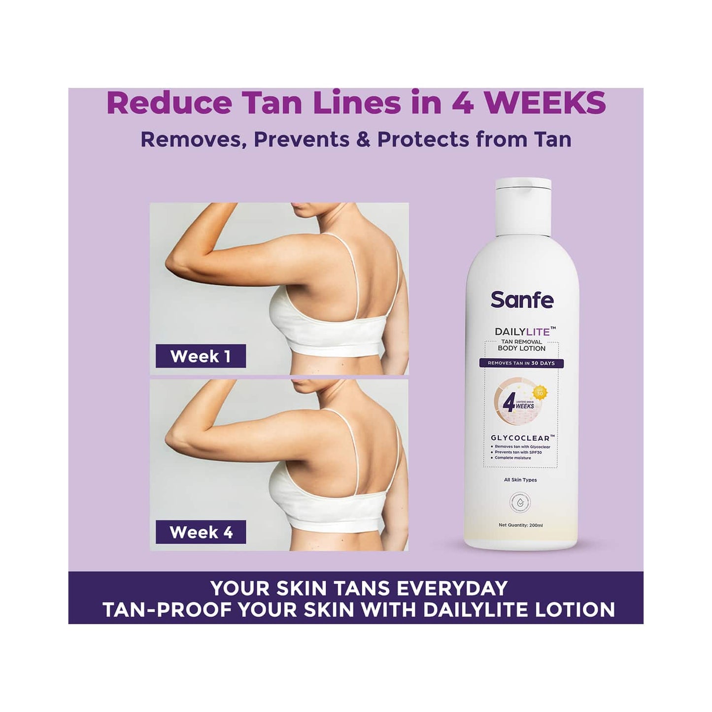 Sanfe Dailylite Tan Removal Body Lotion SPF 30 (200ml)