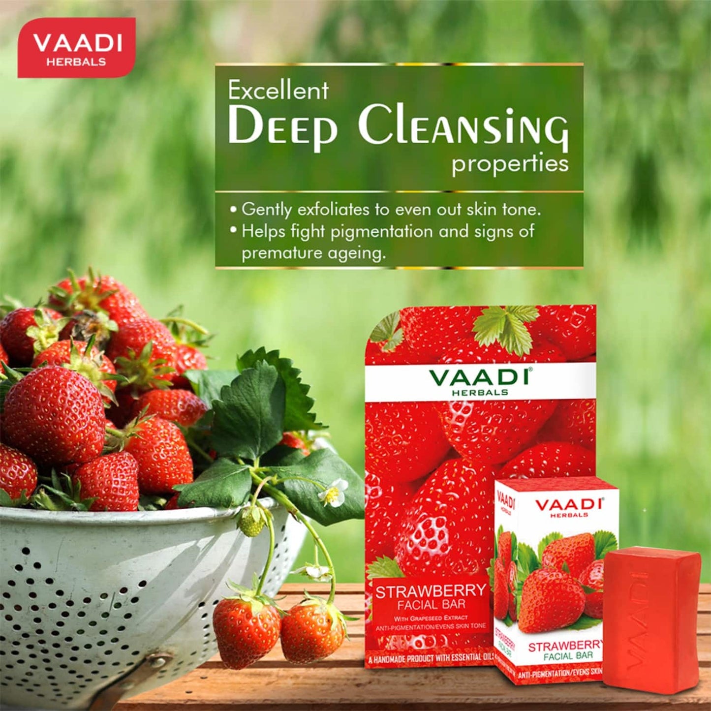 Vaadi Herbals Strawberry Facial Bar With Grapeseed Extract (25g)