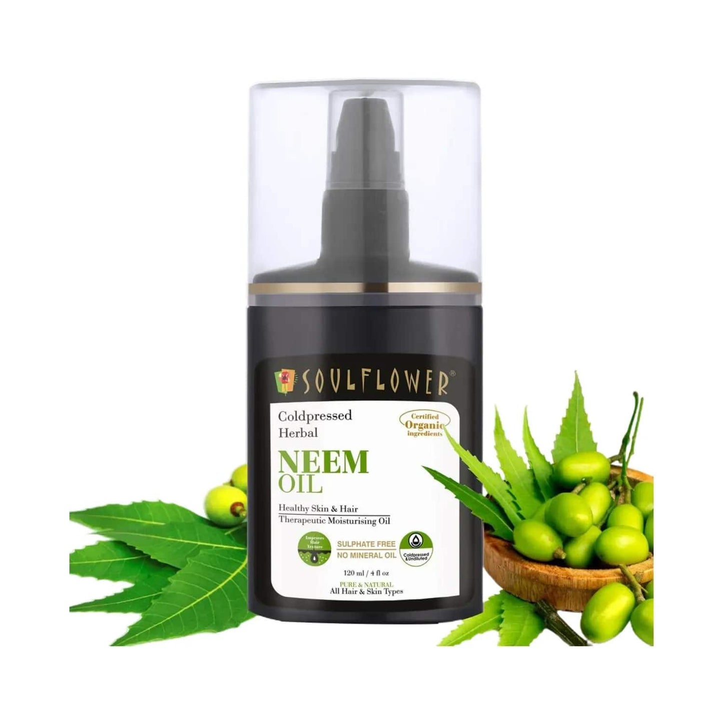 Soulflower Healthy Skin & Hair Moisturising Coldpressed Neem Oil - (120ml)